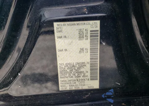 2016 Nissan Altima 2.5 z USA, uszkodzony, nr VIN 1N4AL3AP1GN329978